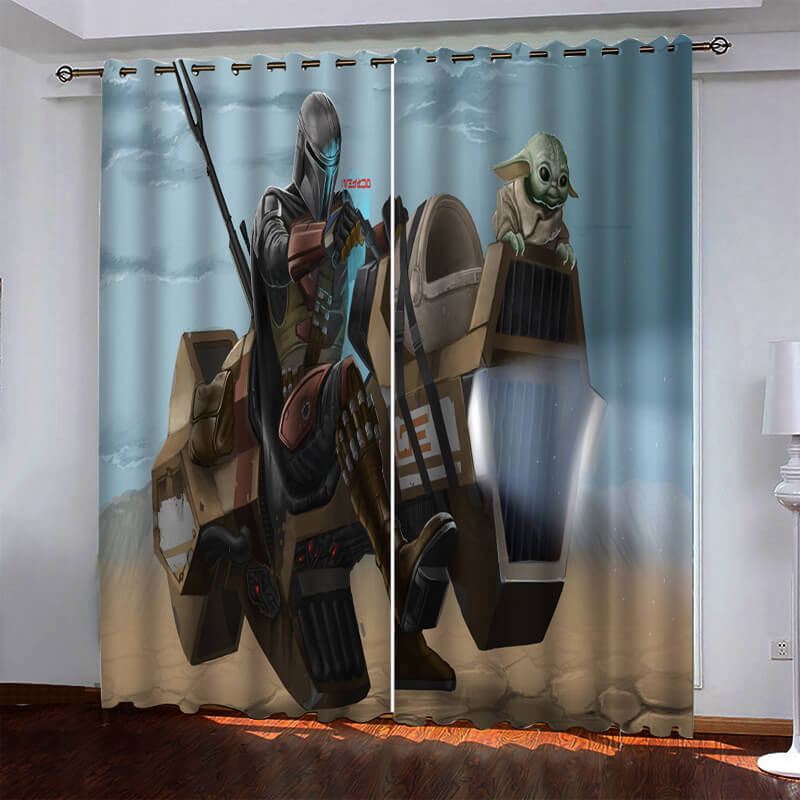 Mandalorian Baby Yoda Curtains Blackout Window Drapes (Online Order Only)