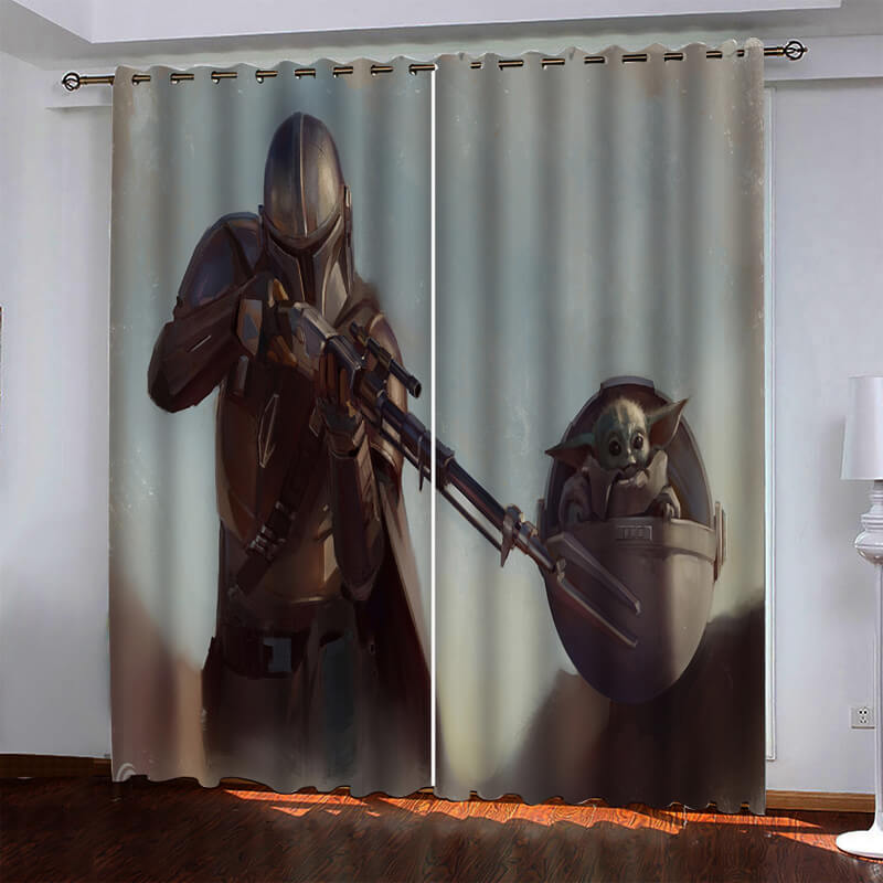 Mandalorian Baby Yoda Curtains Blackout Window Drapes (Online Order Only)