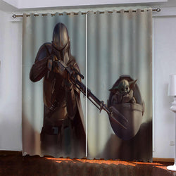 Mandalorian Baby Yoda Curtains Blackout Window Drapes (Online Order Only)