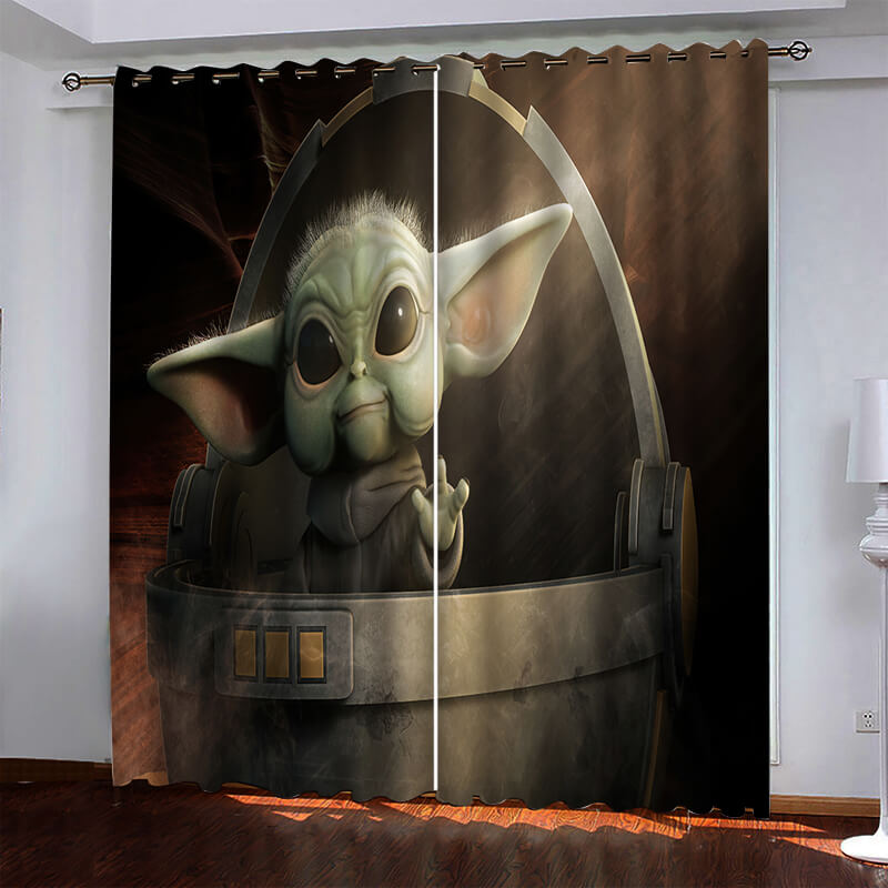 Mandalorian Baby Yoda Curtains Blackout Window Drapes (Online Order Only)