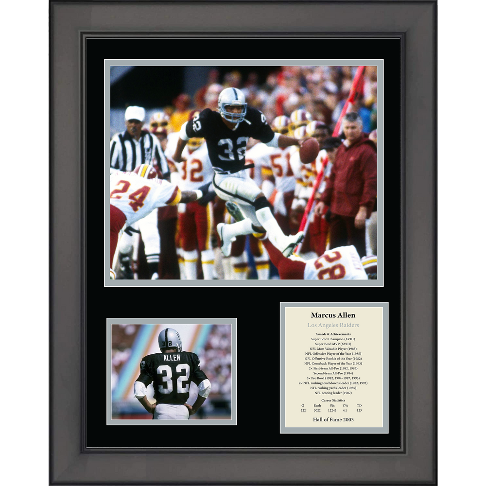 Framed Marcus Allen Hall of Fame Oakland Los Angeles Raiders 11"x14" Football Three Photo Collage (ONLINE ORDER ONLY)
