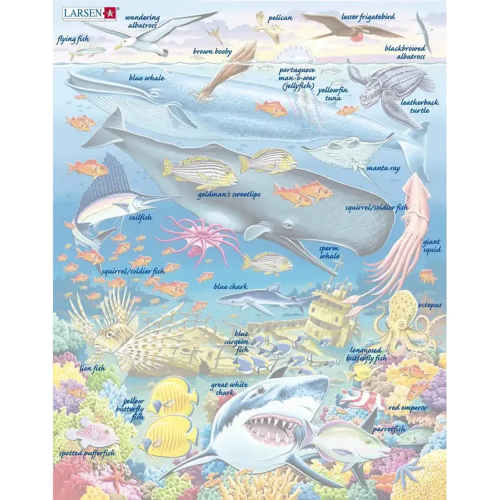 Marine Life in the Pacific Ocean 66 Piece Tray Jigsaw Puzzle Larsen (ONLINE ORDER ONLY)