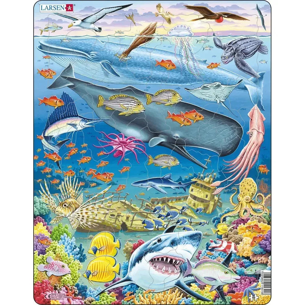 Marine Life in the Pacific Ocean 66 Piece Tray Jigsaw Puzzle Larsen (ONLINE ORDER ONLY)