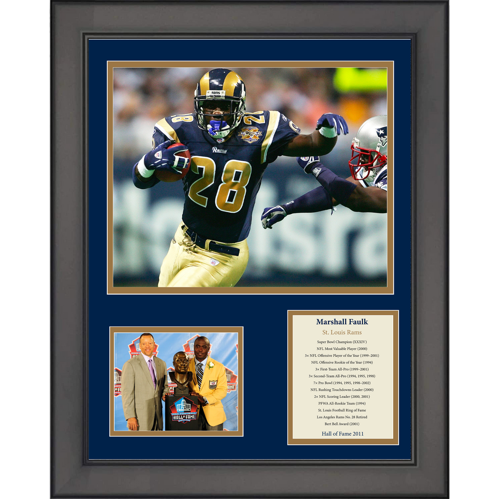 Framed Marshall Faulk Hall of Fame St. Louis Rams 11"x14" Football Three Photo Collage (ONLINE ORDER ONLY)