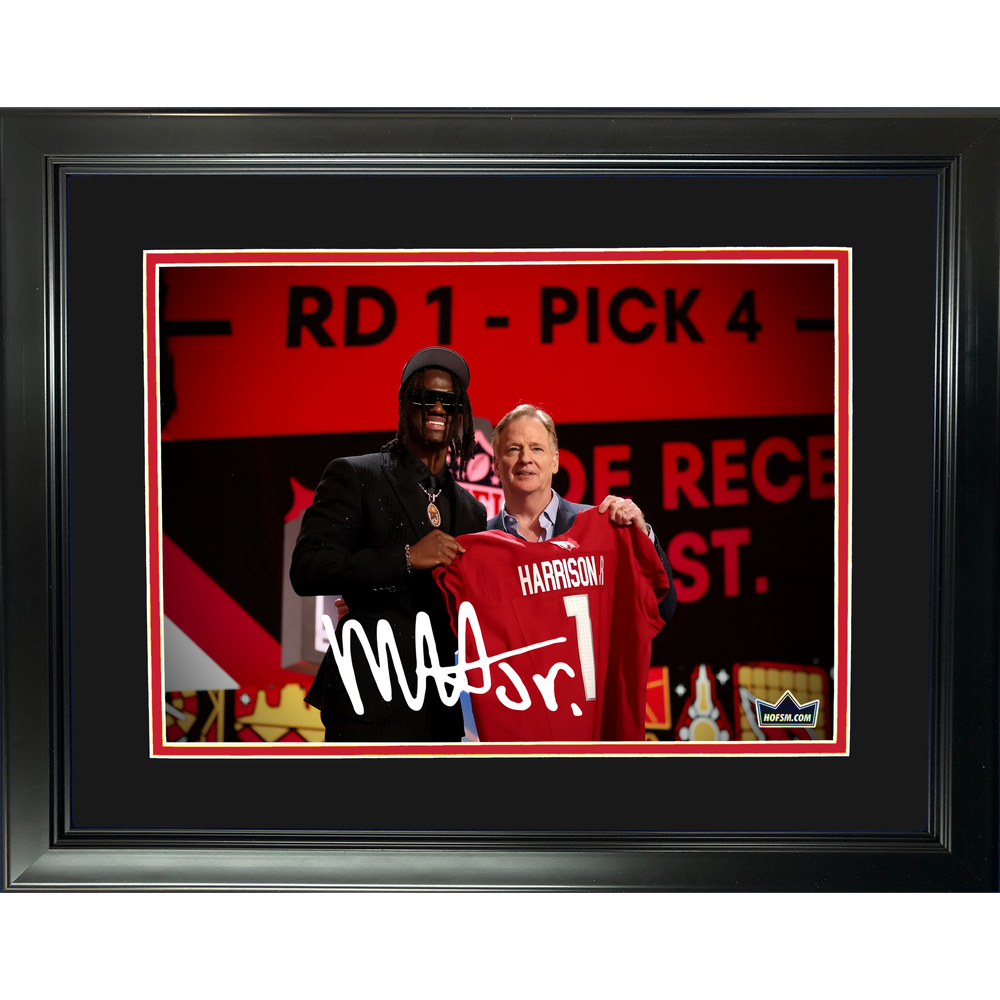 Framed Marvin Harrison Jr Draft Arizona Cardinals Facsimile Laser Engraved Signature Auto 11"x14" Football Photo HOFSM Holo (ONLINE ORDER ONLY)