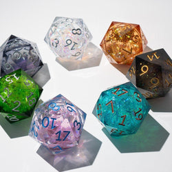 Massive Black Rainbow Glitter Liquid Core 95MM Chonk Handmade Resin Dice And Box (ONLINE ORDER ONLY)