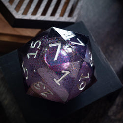 Massive Black Rainbow Glitter Liquid Core 95MM Chonk Handmade Resin Dice And Box (ONLINE ORDER ONLY)