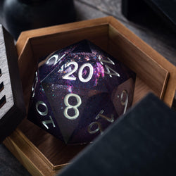 Massive Black Rainbow Glitter Liquid Core 95MM Chonk Handmade Resin Dice And Box (ONLINE ORDER ONLY)