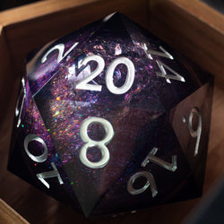 Massive Black Rainbow Glitter Liquid Core 95MM Chonk Handmade Resin Dice And Box (ONLINE ORDER ONLY)