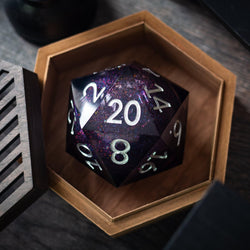 Massive Black Rainbow Glitter Liquid Core 95MM Chonk Handmade Resin Dice And Box (ONLINE ORDER ONLY)