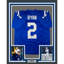Framed Facsimile Autographed Matt Ryan 35x39 Indianapolis Blue Reprint Laser Auto Football Jersey (ONLINE ORDER ONLY)