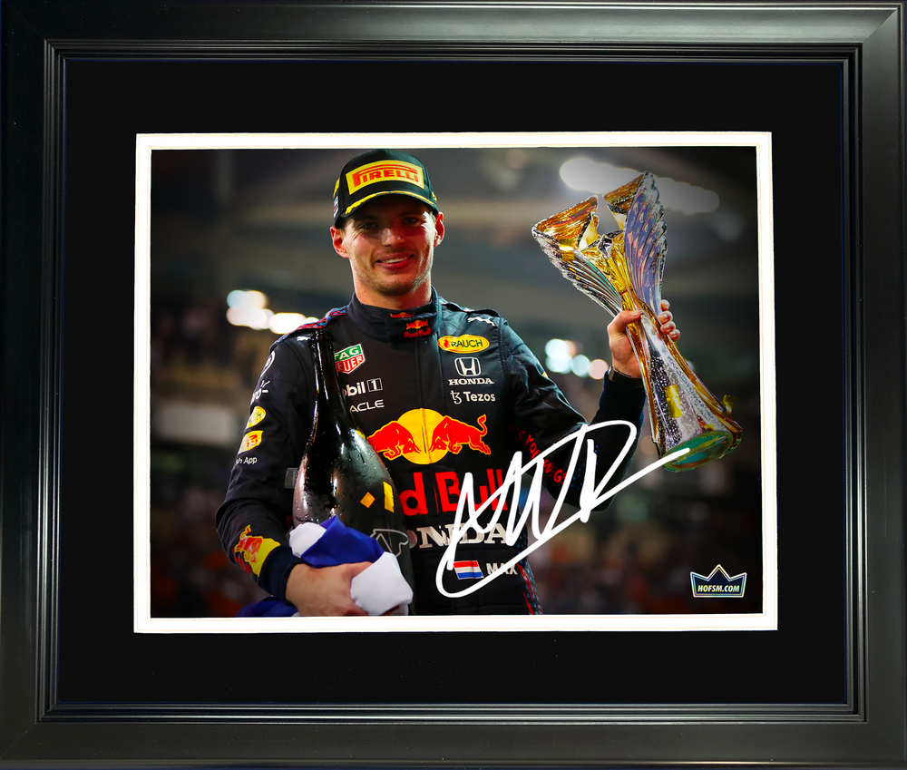 Framed Max Verstappen Facsimile Laser Engraved Signature Auto 11"x14" F1 Racing Photo HOFSM Holo (ONLINE ORDER ONLY)