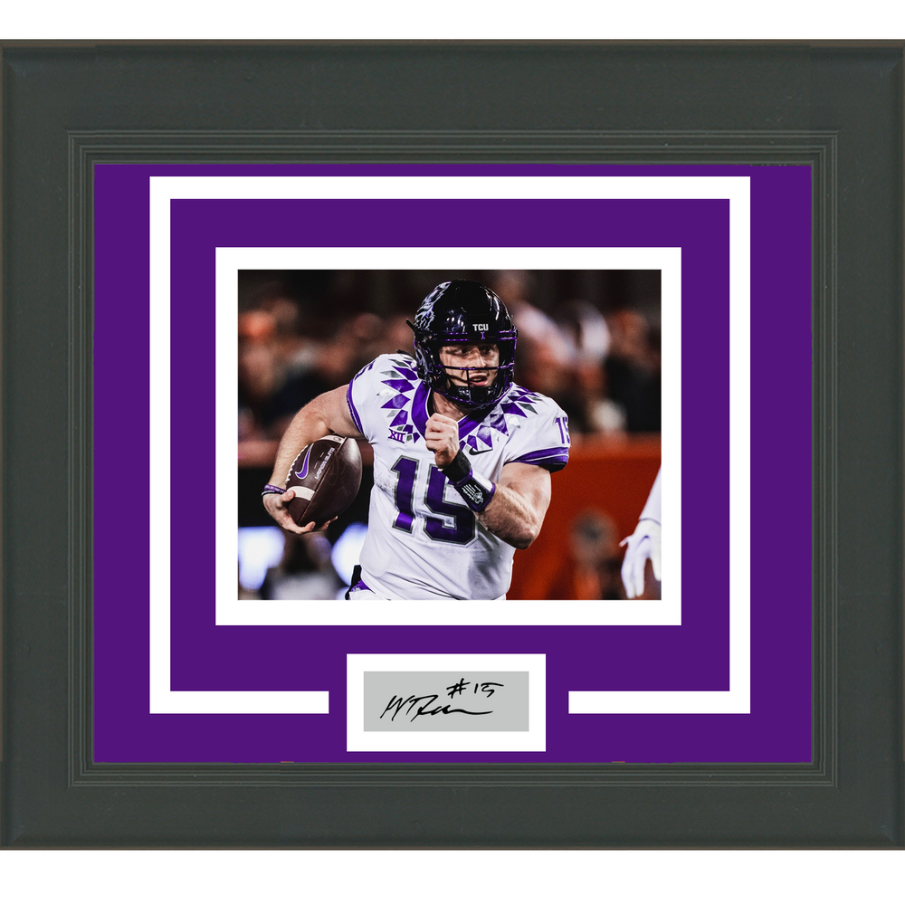 Framed Max Duggan Facsimile Laser Engraved Signature Auto TCU Horned Frogs 11x14 College Football Photo (ONLINE ORDER ONLY)