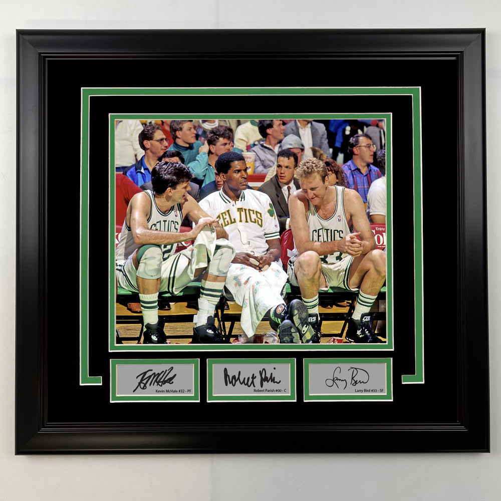Framed Kevin McHale, Robert Parish and Larry Bird Facsimile Laser Engraved Signatures Boston Celtics 19x21 Basketball Photo (ONLINE ORDER ONLY)