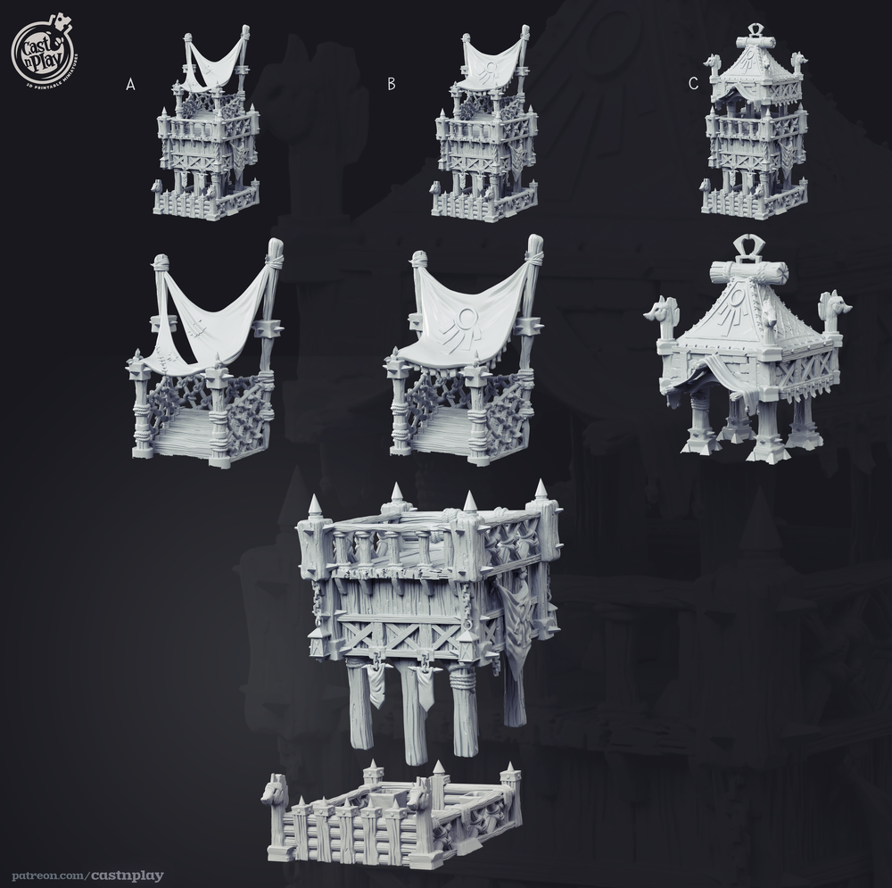 3D Printed Cast n Play Medieval Bleachers 28mm 32mm D&D (Online Only)