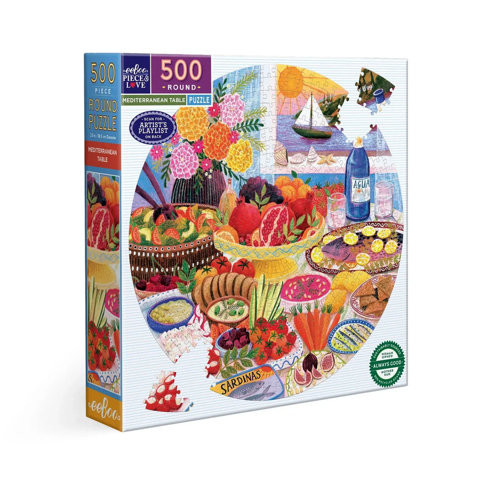 Mediterranean Table 500 Piece Round Jigsaw Puzzle eeBoo (ONLINE ORDER ONLY)