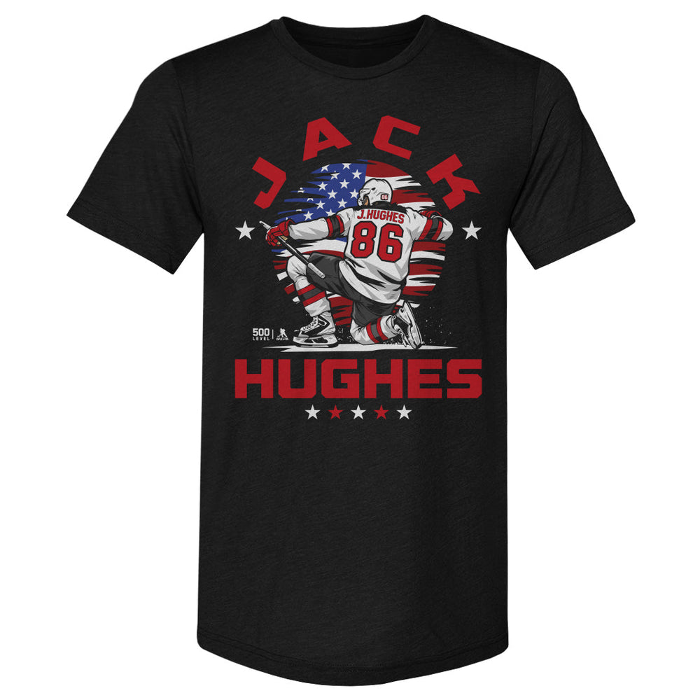 Jack Hughes New Jersey USA Flag Celebration WHT (ONLINE ORDER ONLY)