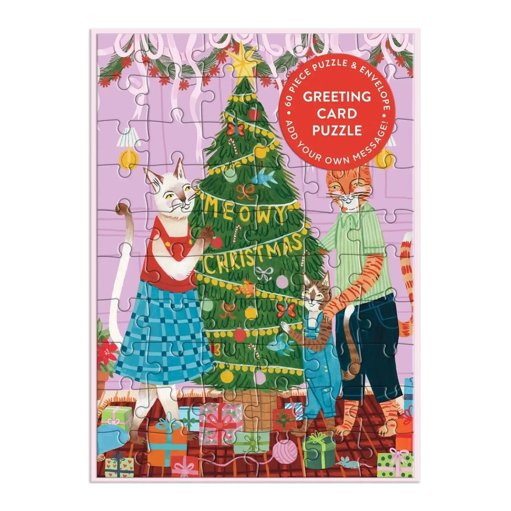 Meowy Christmas Greeting Card 60 Piece Jigsaw Puzzle Galison (ONLINE ORDER ONLY)