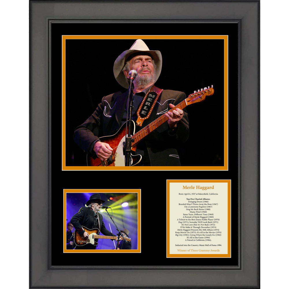 Framed Merle Haggard 11"x14" Music Three Photo Collage (ONLINE ORDER ONLY)