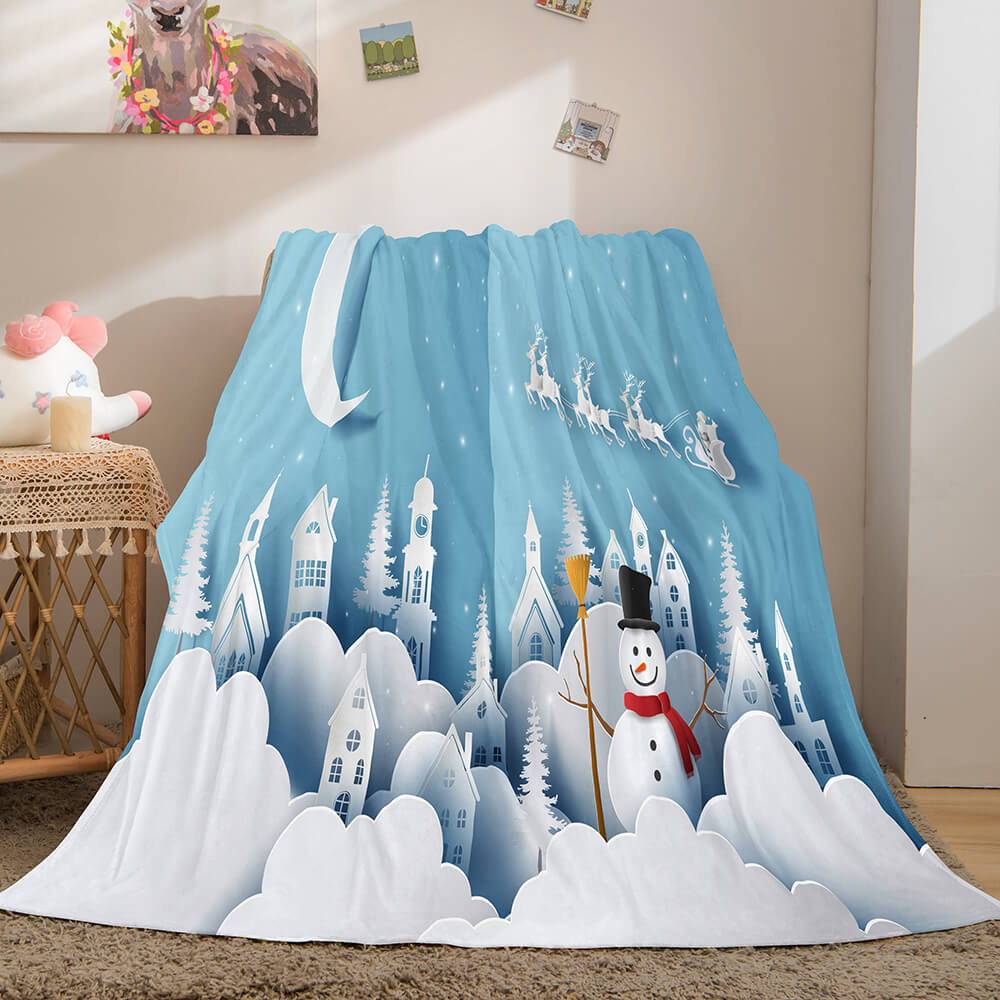 Merry Christmas Flannel Blanket Throw Blanket (Online Order Only)
