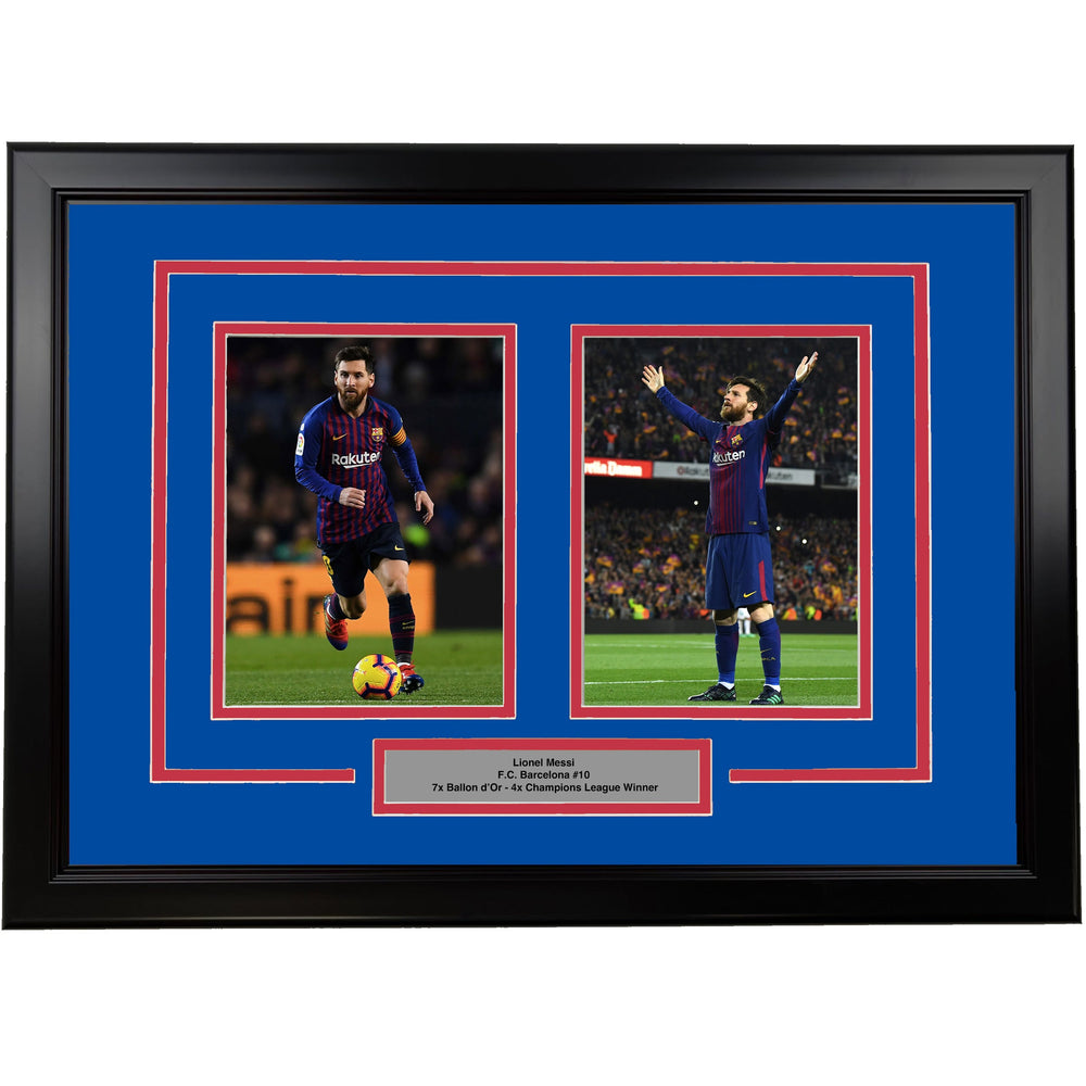 Framed Lionel Messi FC Barcelona 17x23 Dual Soccer Photo (ONLINE ORDER ONLY)