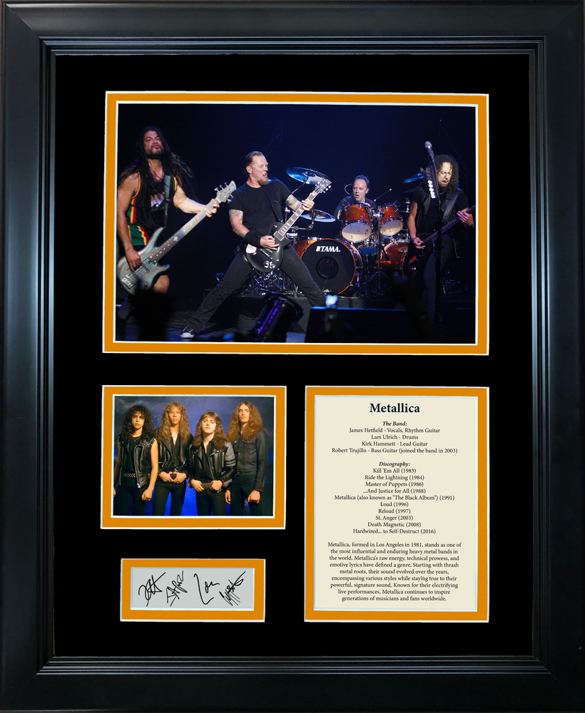 Framed Metallica Band Discography Facsimile Laser Engraved Signatures Auto 11"x14" Music Photo Sig Collage (ONLINE ORDER ONLY)