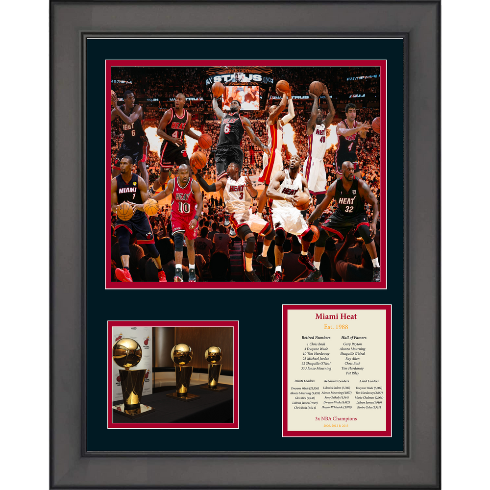 Framed Miami Heat 2012 NBA Champions LeBron James MVP Basketball 11"x14" Three Photo Collage (ONLINE ORDER ONLY)