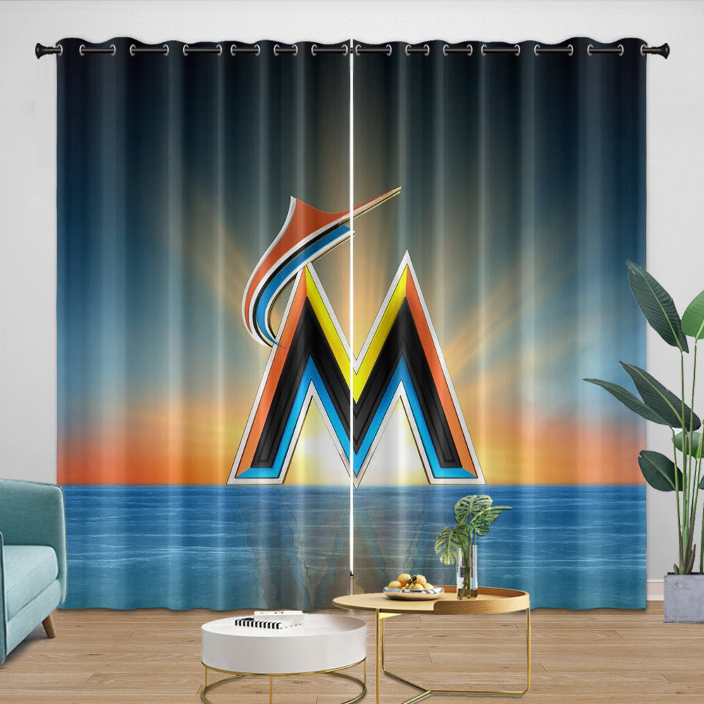 Miami Marlins Curtains Blackout Window Drapes Room Decoration (Online Order Only)