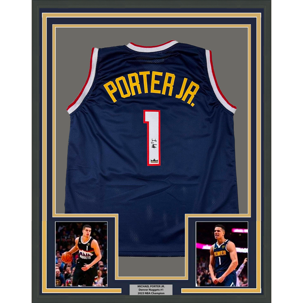 Framed Facsimile Autographed Michael Porter Jr. 35x39 Denver Blue Reprint Laser Auto Basketball Jersey (ONLINE ORDER ONLY)