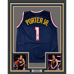 Framed Facsimile Autographed Michael Porter Jr. 35x39 Denver Blue Reprint Laser Auto Basketball Jersey (ONLINE ORDER ONLY)