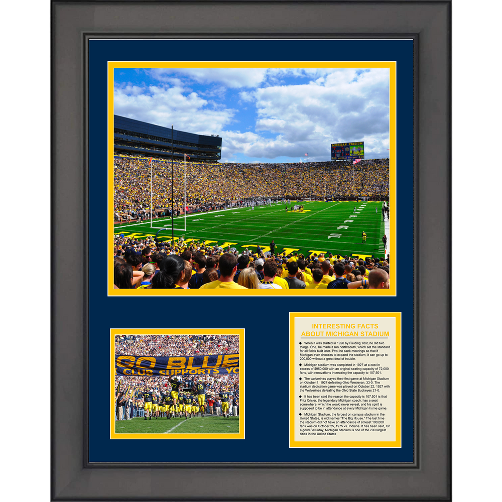 Framed Michigan Wolverines  The Big House  Stadium & Team History 11"x14" College Football Three Photo Collage (ONLINE ORDER ONLY)
