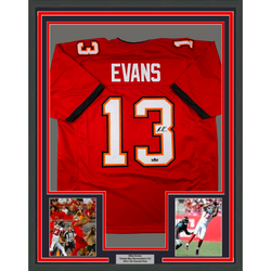 Framed Facsimile Autographed Mike Evans 35x39 Tampa Bay Red Reprint Laser Auto Football Jersey (ONLINE ORDER ONLY)