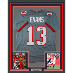 Framed Facsimile Autographed Mike Evans 35x39 Tampa Bay Grey Pewter Reprint Laser Auto Football Jersey (ONLINE ORDER ONLY)