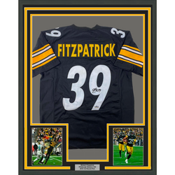 Framed Facsimile Autographed Minkah Fitzpatrick 35x39 Pittsburgh Black Reprint Laser Auto Football Jersey (ONLINE ORDER ONLY)
