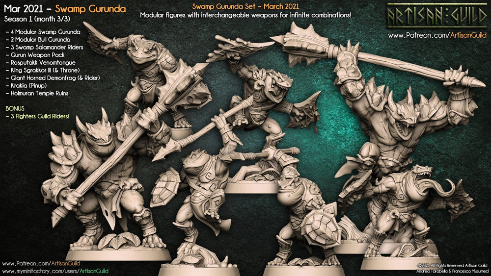 3D Printed Artisan Guild Modulars Gurunda Swamp Gurunda 28mm 32mm (Online Only)