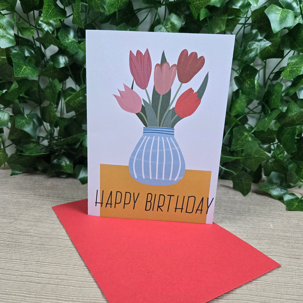 Tulips in Vase Happy Birthday Mom Card (ONLINE ORDER ONLY)