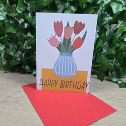 Tulips in Vase Happy Birthday Mom Card (ONLINE ORDER ONLY)