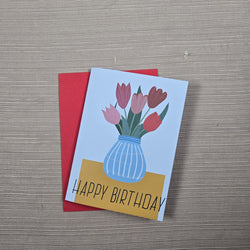 Tulips in Vase Happy Birthday Mom Card (ONLINE ORDER ONLY)