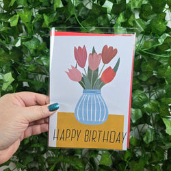 Tulips in Vase Happy Birthday Mom Card (ONLINE ORDER ONLY)