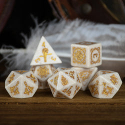 Pre-Order || Mongolian White Opal Stone Dice Set - Dice Around the World Collection