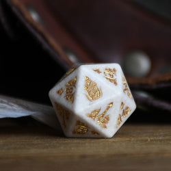 Pre-Order || Mongolian White Opal Stone Dice Set - Dice Around the World Collection