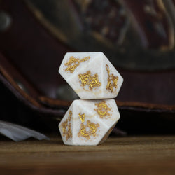 Pre-Order || Mongolian White Opal Stone Dice Set - Dice Around the World Collection