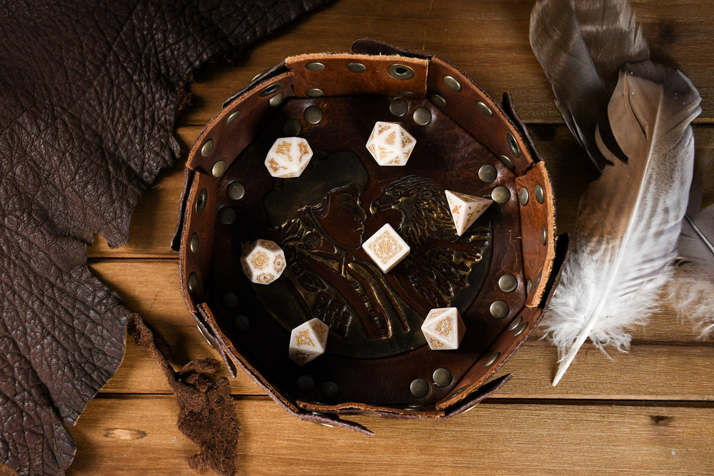 Pre-Order || Mongolian White Opal Stone Dice Set - Dice Around the World Collection