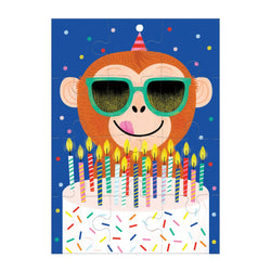 Monkey Cake Birthday Greeting Card 12 Piece Jigsaw Puzzle Mudpuppy (ONLINE ORDER ONLY)