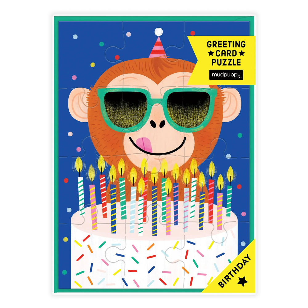 Monkey Cake Birthday Greeting Card 12 Piece Jigsaw Puzzle Mudpuppy (ONLINE ORDER ONLY)