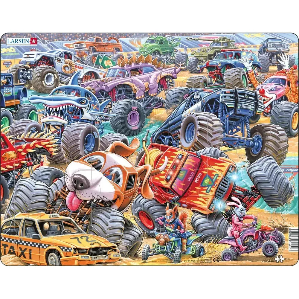 Monster Truck Race 35 Piece Tray Jigsaw Puzzle Larsen (ONLINE ORDER ONLY)