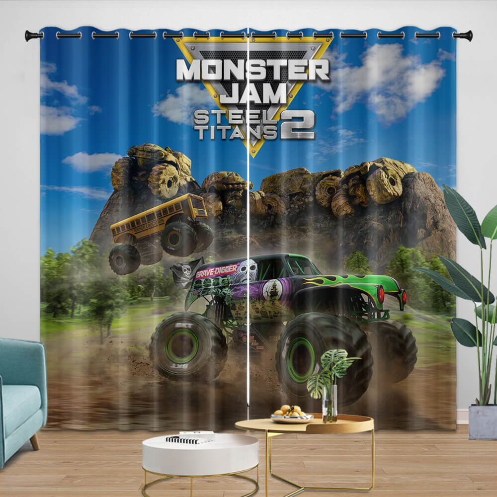 Monster Jam Steel Titans Truck Curtains Blackout Window Drapes (Online Order Only)
