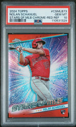 Graded 2024 Topps Nolan Schanuel #CSMLB73 /75 Stars of MLB Chrome Red Refractor Rookie RC Baseball Card PSA 10 Gem Mint (ONLINE ORDER ONLY)