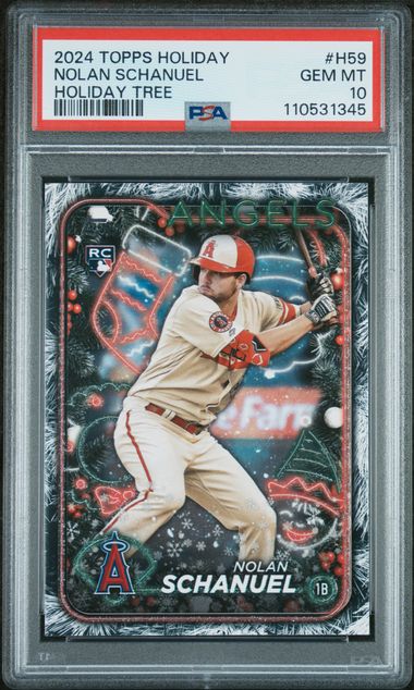 Graded 2024 Topps Holiday Nolan Schanuel #H59 Holiday Tree Rookie RC Baseball Card PSA 10 Gem Mint