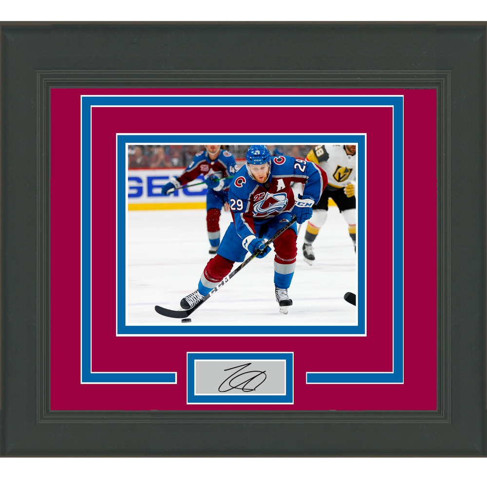 Framed Nathan MacKinnon Facsimile Laser Engraved Signature Auto Colorado Avalanche 11x14 Hockey Photo (ONLINE ORDER ONLY)